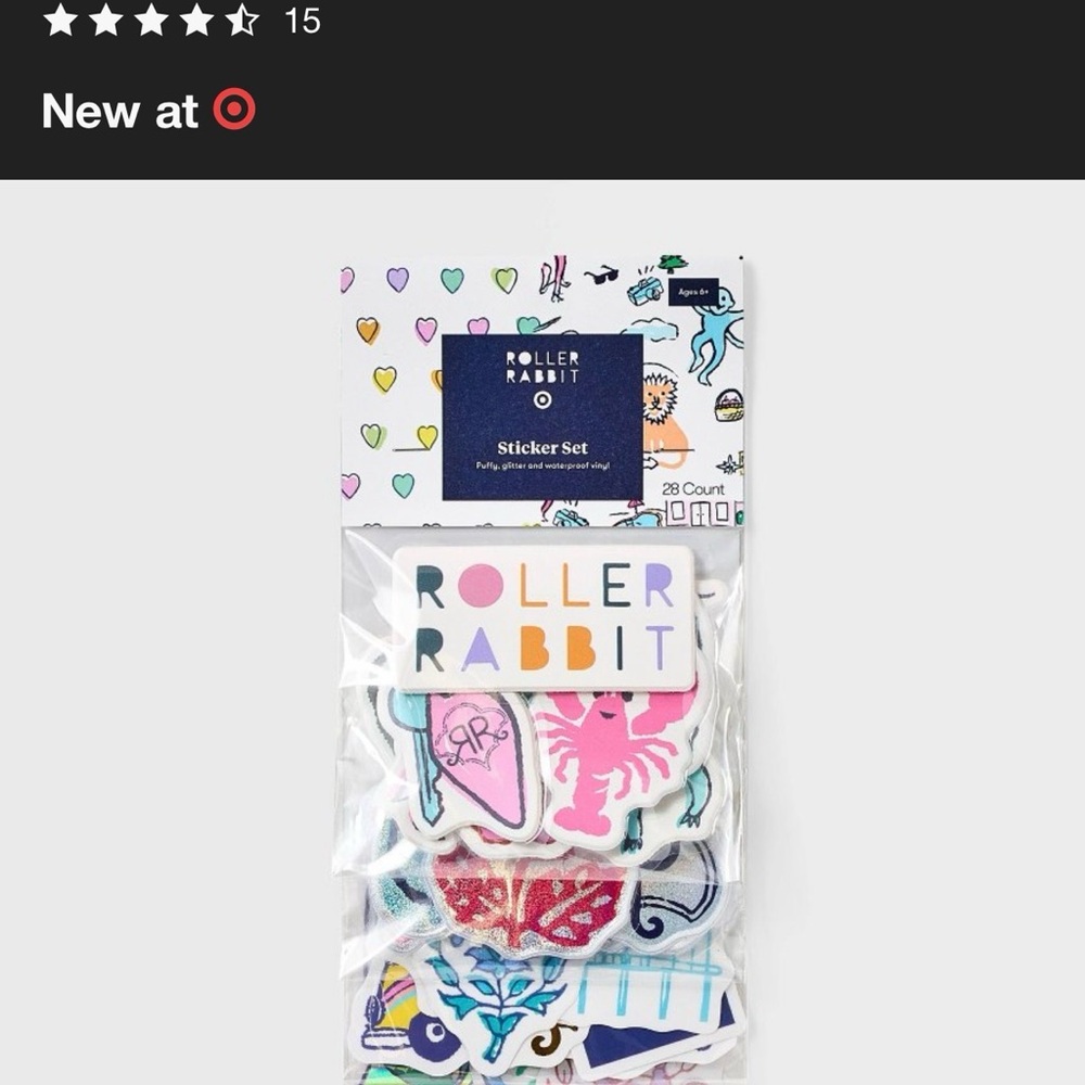 Roller Rabbit x Target Multicolor Kids Sticker Pack - Pink, Blue, Purple, Green